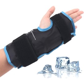 NEWGO Wrist Ice Pack Wrap, Reusable Gel Ice Packs for Hand Injuries, for Carpal Tunnel, Rheumatoid Arthritis, Tendonitis, Sports Injuries, Swelling, Bruises, Sprains (Black)