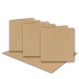 Square Folding Cards of sand-brown | 15.7 cm Kraft Paper Blank Double Cards Made of Recycled Paper | Environment series 50 Karten 19 Quadratische-Doppelkarten
