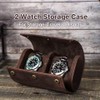 UPRESYE Genuine Leather Watch Roll Travel Case,2 Slots Full Grain