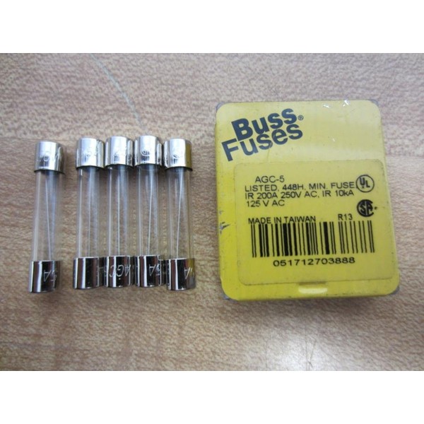 Bussmann AGC-5 Fuse 5A 250V Buss AGC5 (Pack of 5)