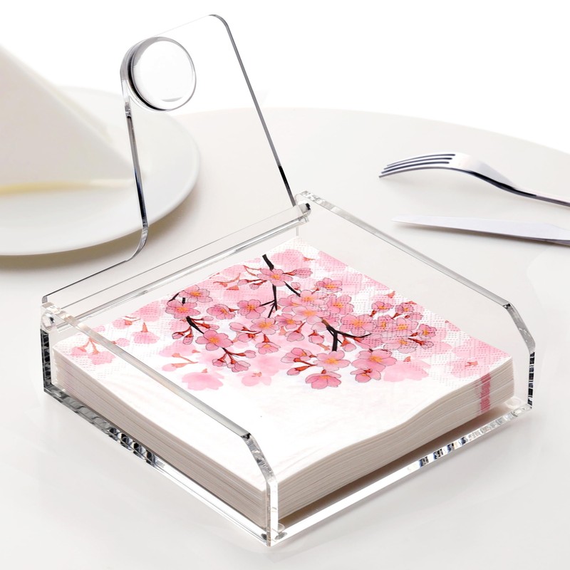 Napkin Holder for Table, 7"x7" Clear Acrylic Luncheon Napkin Holder