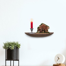 DECHOUS Half Round Floating Shelves, 27cm Wood Wall Floating Shelf Walll Mounted Shelves Photo Frame Holder for Bedroom Living Room Bathroom Kitchen Office