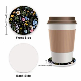 Cute Wildflower Steering Wheel Cover for Women, Universal Auto Steering Wheel 14-15 Inch Car Interior Accessories with 2PCS Car Coasters, Suitable for Men and Women