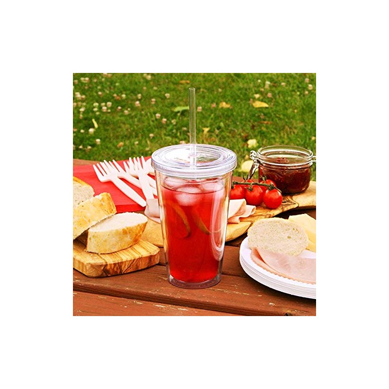 Bar Drinkstuff Double Wall Plastic Cup, 16oz, Pack of 2