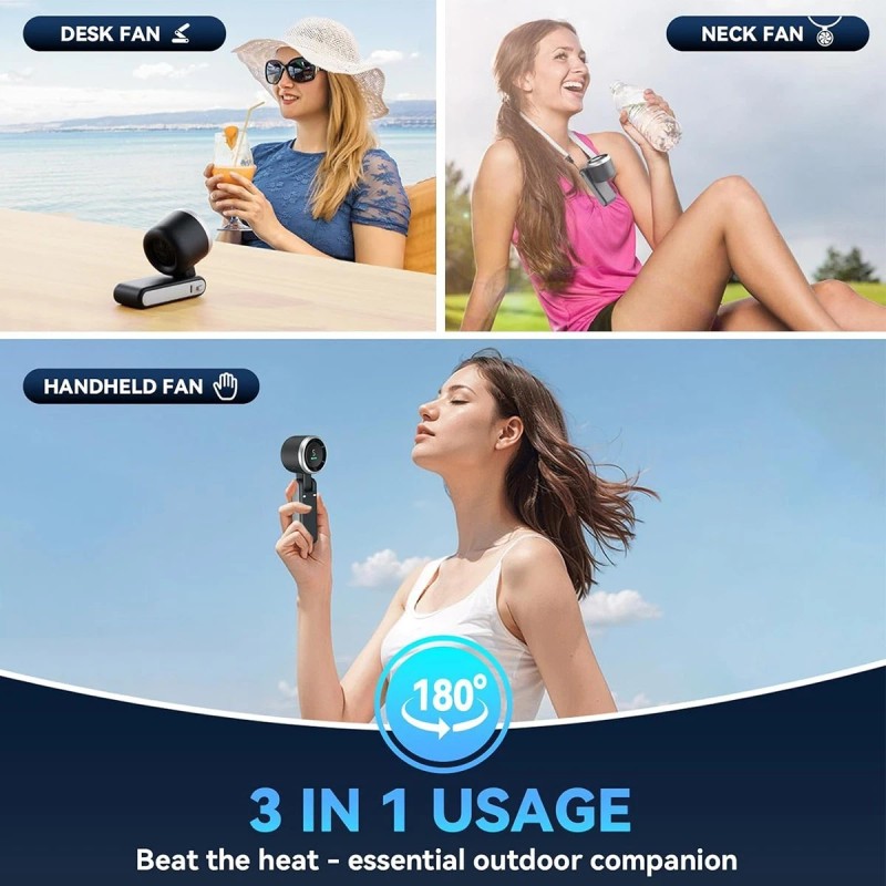 Portable Handheld Fan 5 Gear Wind Rechargeable Air Cooling Turbo
