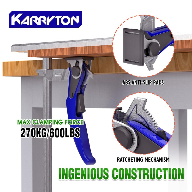 KARRYTON 2-Pack Quick Release Ratchet Track Saw Clamps, 6-1/2" Capacity