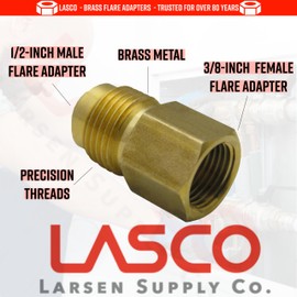 LASCO 17-5833 3/8-Inch Female Flare by 1/2-Inch Male Flare Brass Adapter,1-Pack