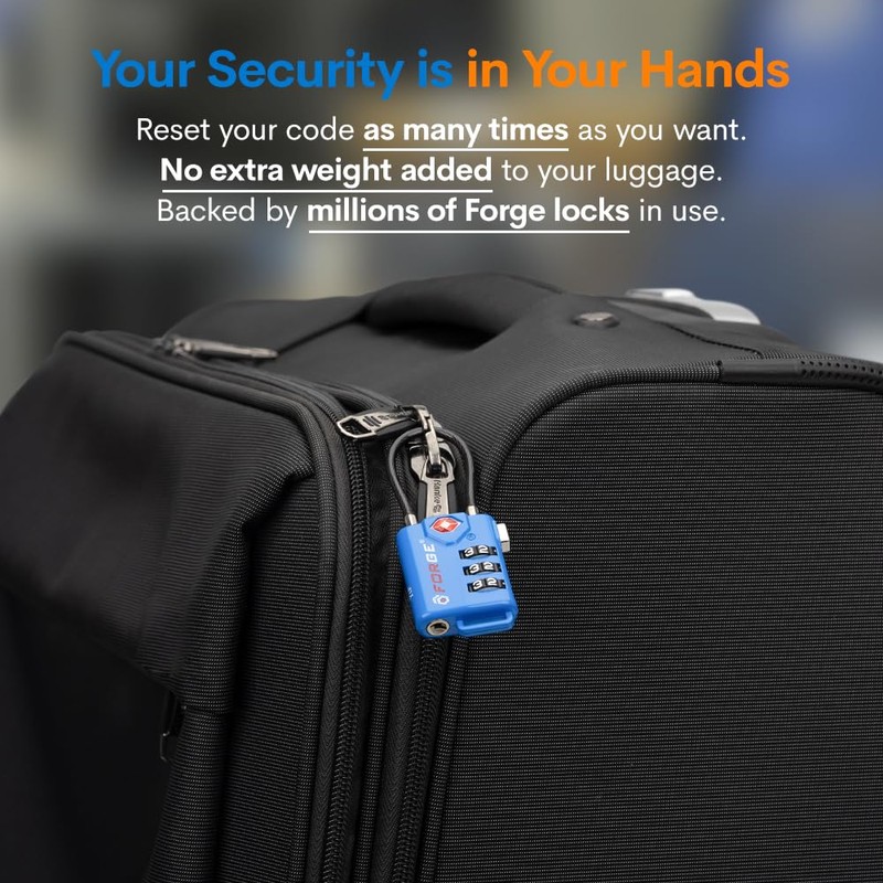 Bright Colors, TSA Approved Luggage Locks 4 Pack, Re-settable Combination