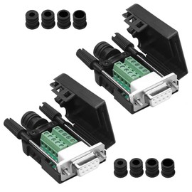 Harrisen Pack of 2 Solderless DB9 RS232 D-SUB Female Serial Adapter, 9-Pin Port Terminal Adapter Connection Breakout Board with Case Long Bolts Tailpipe (2 Pieces Thin Socket)