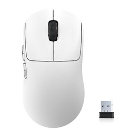 KYSONA Wireless Gaming Mouse Ultralight 55g, 3395 Lag-Free Sensor, 26K DPI, HUANO Switches, 80Hrs Long Battery Life, 6 Programmable Button for PC, 3 Modes (2.4G/Wired/BT), Win with Aztec, White
