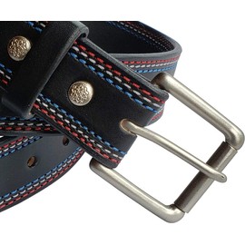 Red, White & Blue Stitched, Freedom Belt, Full Grain Leather, Made in the USA