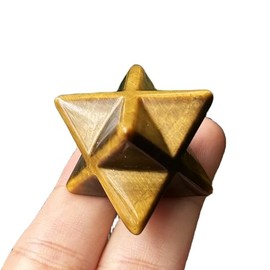 Manekieko Natural Tiger's Eye Merkaba Crystal Protection Sacred Meditation Energy Healing Chakra,25mm Hexagonal Star Crystals and Healing Stone