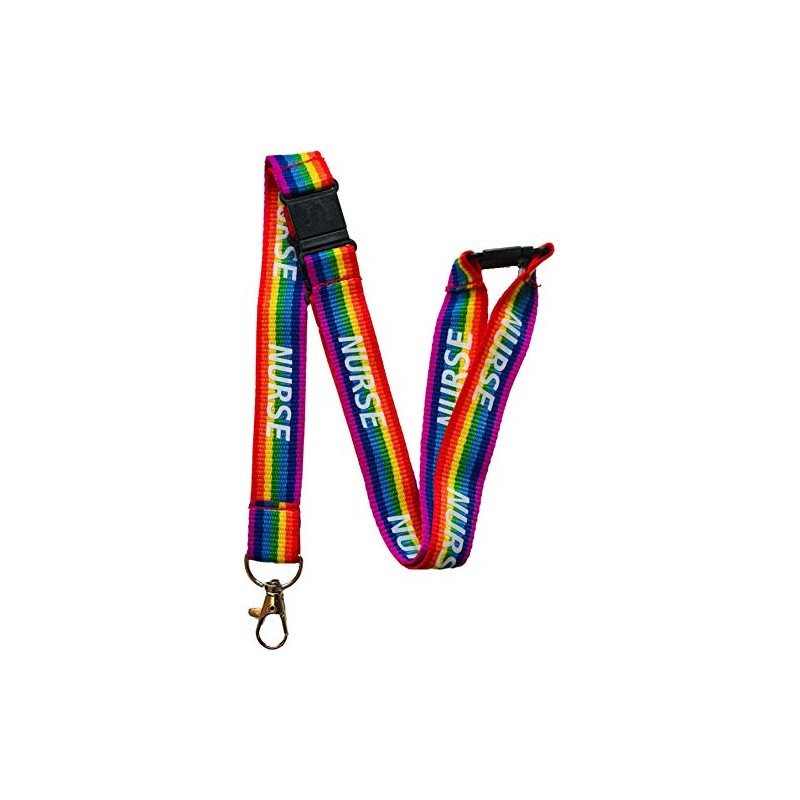 20mm Rainbow Nurse Lanyard with Triple (3 Point) Safety Breakaway