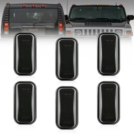 NEIFILES 6 Pack Smoked Lens Cab Roof Marker Lights Housing Compatible with Hummer H2 2003-2009 H2 SUT 2005-2009 Front & Rear Top Clearance Marker OEM Housing Replacement
