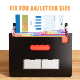 Accordion File Organizer with 24 Pockets, Colorful Edge-Expanding File Folders, A4 Paper Document Organizer for Classroom, Home, Office and Travel