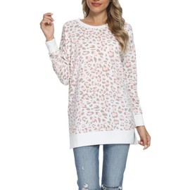 levaca Womens Petite Cute Loose Casual Tunic Tops for Leggings Pink Leopard S