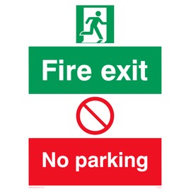 Pack of 5 - Fire Exit No Parking Sign - 150mm x 200mm - A5P