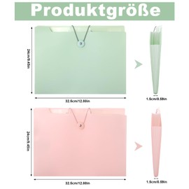 Vyuwast Pack of 2 A4 Document Folder with 8 Compartments, Expanding Folder with Labels, Accordion File Folder for Office Home School