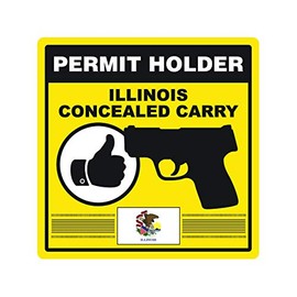 Illinois Concealed Carry Permit Holder Sticker Self Adhesive Vinyl 2a permited FA Vinyl - 4.00 wide