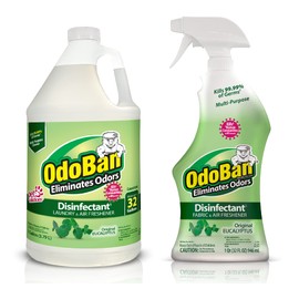 OdoBan Ready-to-Use Disinfectant and Odor Eliminator, Made in the USA, Original Eucalyptus Scent, Set of 2, 32 oz Spray and 1 Gallon Concentrate