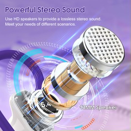 Wireless Earbuds, 50H Bluetooth 5.4 Headphones Sport, Bluetooth Earbuds with ENC Noise Canceling, HiFi Stereo Sound Wireless Earphones with Earhooks, IP7 Waterproof Ear Buds, Grape Purple