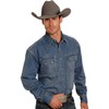 Stetson Men's Denim Snap Western Shirt, Blue, Large