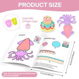 3D Pen Printing Drawing Book, Reusable Colorful Thick Paper Template with A Temperature Resistant Transparent Board, 40 Original Patterns Painting Graffiti Copy Book for DIY Gift