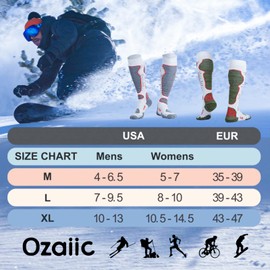 Ozaiic Merino Wool Ski Socks, Thermal Warm Knee High Thick Socks for Winter, Cold Weather, Hiking, Snow, Snowboarding