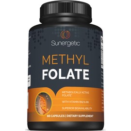 Premium Methyl Folate Supplement – Methyl Folate Capsules with Methylated Vitamin B12 and Vitamin B6 – Metabolically Active Folate as Magnafolate® - Methylfolate 400 mcg per Capsule – 60 Capsules