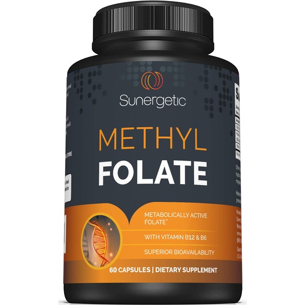 Premium Methyl Folate Supplement – Methyl Folate Capsules with Methylated Vitamin B12 and Vitamin B6 – Metabolically Active Folate as Magnafolate® - Methylfolate 400 mcg per Capsule – 60 Capsules