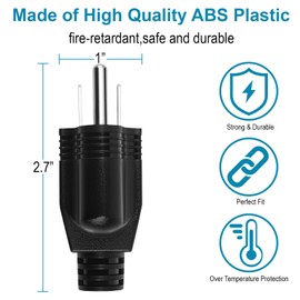 Electrical Replacement Plugs End Extension Cord125V 15A 2Pole 3Wire 2 Pole Male Straight Blade Plug Ground Neutral Generator Plug,3 Prong Power Cord 3 Pack