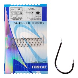PRO FILSTAR Fishing Hook Set with Leader 10 Pieces, N6 - Tied Hooks with Mono Fishing Line 50 cm, Diameter 0.18 mm - Carp Fishing - Carp Fishing Accessories - Carp Fishing Hooks - Fishing Accessories