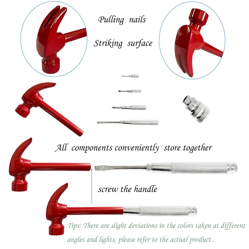 Red 6 in 1 Multitool Mini Hammer & Screwdriver Set