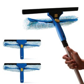 Kleen Handler 3 Pack Professional 14” Window Washing Squeegee, 2-in-1 Window Cleaning Tool, Scrubber and Squeegee Combo, Glass Shower Bathroom Car Pro Window Cleaner (Pack of 3)