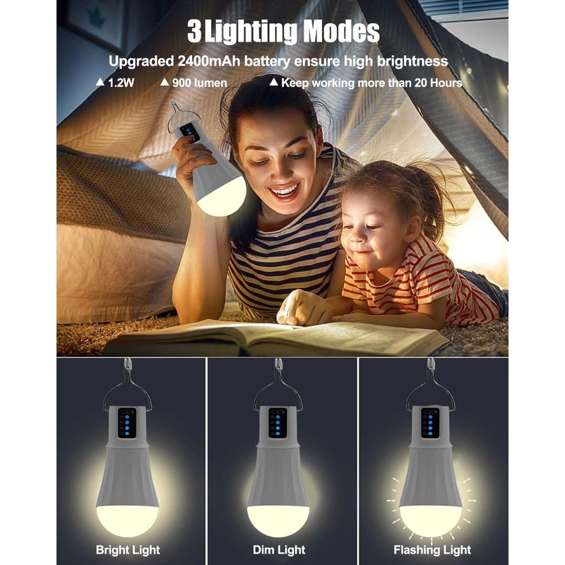 ZGAYERA Solar Rechargeable Light Bulbs Indoor，Chicken Coop Light, Camping Accessories,