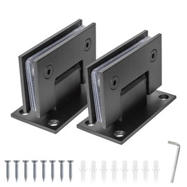 Cokritsm Black 2Pack Glass Shower Door Hinges 90 Degrees Glass Door Hinges Replacement Parts with Mounting Hardware Stainless Steel Bathroom Gate Clamp for 8-12mm Glass