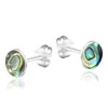 AeraVida Cute 6mm Inlay Abalone Round .925 Silver Stud Earrings,