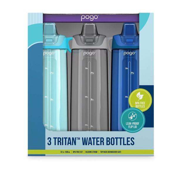 Pogo BPA Free Tritan Water Bottles with Flip Lid and