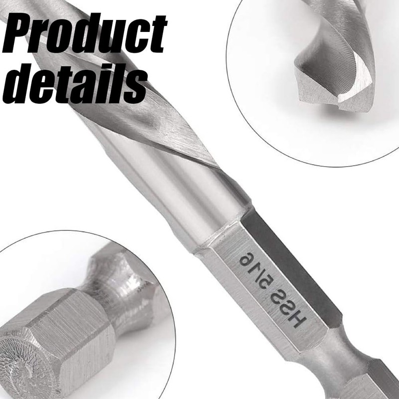5Pcs 1/4" Quick Change Hex Shank Metal Stubby Drill Bits,