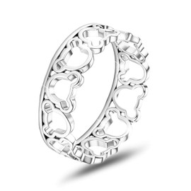 JANIEYS 9 Size-Mouse Ring S925 Sterling Silver Women's Cute Cartoon Hollow Ring Shiny Stylish Simple Animal Jewelry for Girlfriend Wife Daughter Index Finger Ring 6-10 size