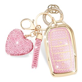 MILD EAST Key Fob Cover for Toyota Land Cruiser Venza RAV4 4Runner Corolla Grand Highlander Tundra Crown Tacoma Corolla Camry (Gold-pink)