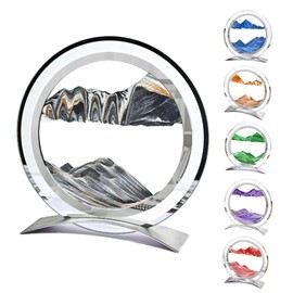 ZSDSZDZY Moving Sand Art Picture Liquid Motion, 3D Quicksand Décor, Deep Sea Sandscapes with Display Flowing Sand Frame for Relaxing, Desktop Office Home Decoration (Black)