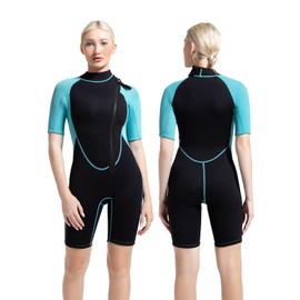 REALON Women's Mens Neoprene Shorty Wetsuit 2mm 3mm Back Zipper Cold Water Thermal Swimsuit for Swimming Surfing Diving Snorkeling