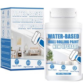 White Paint, White Paint for Wall Touch Up, Interior White Paint with Roller Brush for Flat, Ceiling, Drywall, Quick-Drying Water-Based Wall Paint, Covers Stains, Scratches, Yellowing, Low Odor