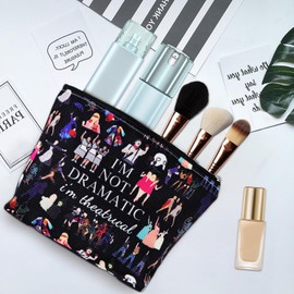 Broadway Musical Gift Makeup Bag Theatre Gifts Cosmetic Bag Musical Theatre Gifts I'm Not Dramatic I'm Theatrical Musical Zipper Makeup Pouch Theatre Fans Gift (Black)