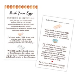 MAOSH Fresh Farm Eggs Handling Instructions, Egg Handling Instructions for Farm Fresh Eggs, Egg Handling Instruction Card, Colored Egg Design Card, 2x3.5'' inches Business Card Size, Set of 50