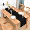 Farmhouse Rustic Table Runner Black Faux Linen Double Layer Table