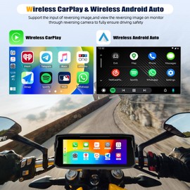 Carplay Screen for Motorcycle,Portable Wireless CarPlay&Android Auto for Motorcycle,6.86 Inch IP68 Waterproof Portable Radio with Bluetooth,EQ,TF Port