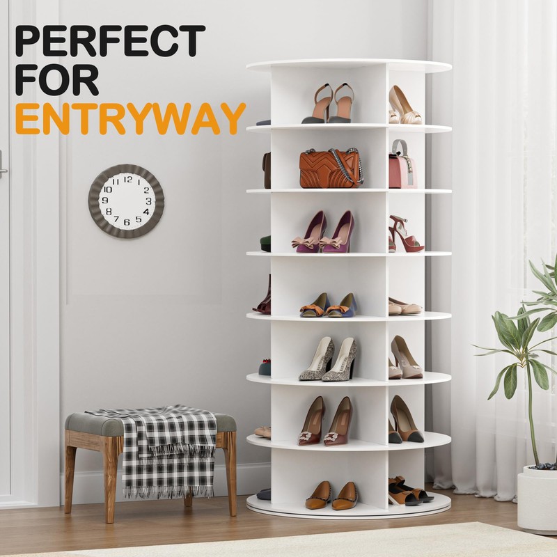 MAGIC UNION Rotating Shoe Rack Tower 7 Tier Organizer, Vertical