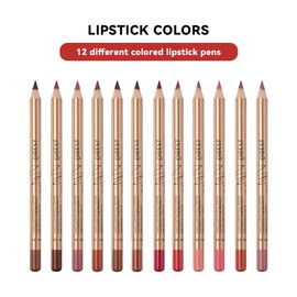 LOPHE 12 Colour Matte Lip Liner Set, 12Pcs Nude Lip Liner Set, Waterproof Long Lasting Lip Liner Pencil, High Pigmented Natural Lip Makeup, Plumping Lip Definer Pencil, Brown Lipliner Pencil for Women